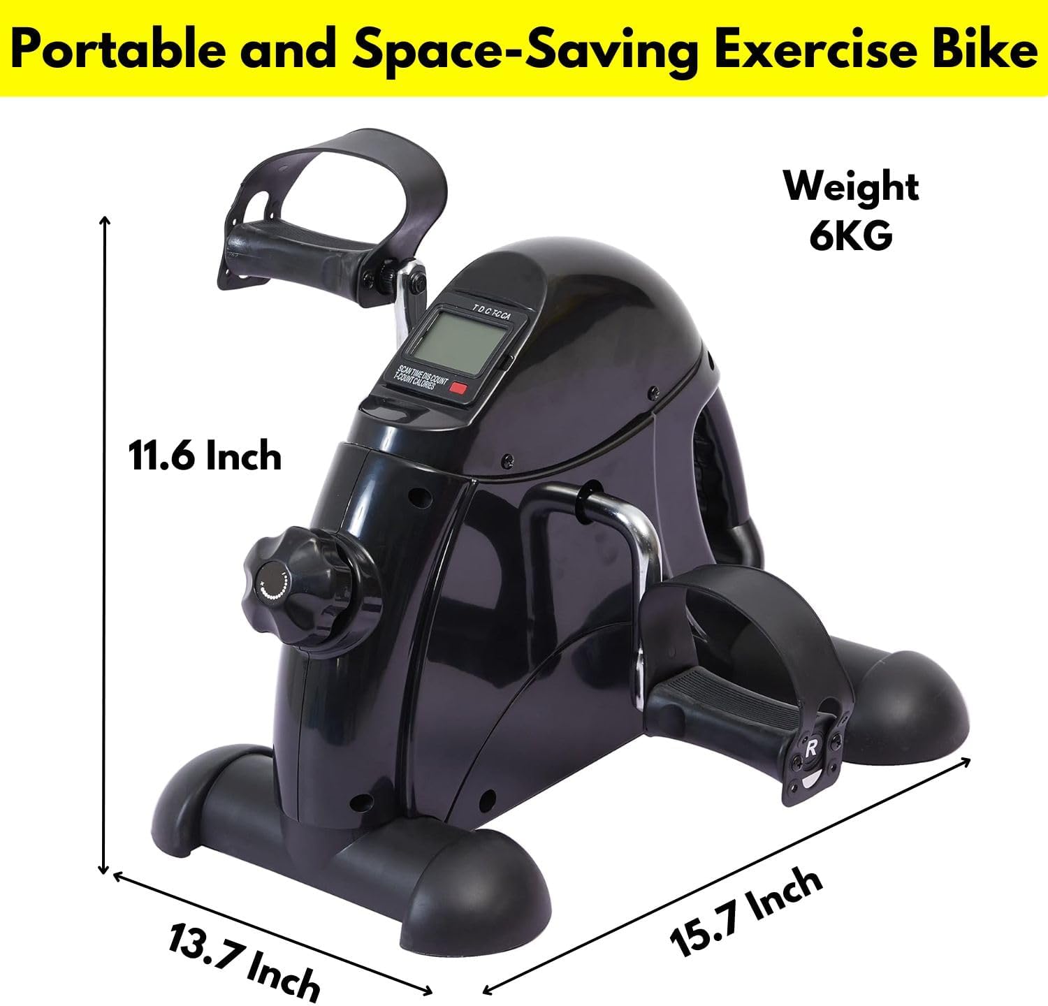 Mini Exercise Bike – Under Desk Pedal Exerciser with LCD Display & Adjustable Resistance, Quiet & Portable Leg & Arm Workout fitness Machine