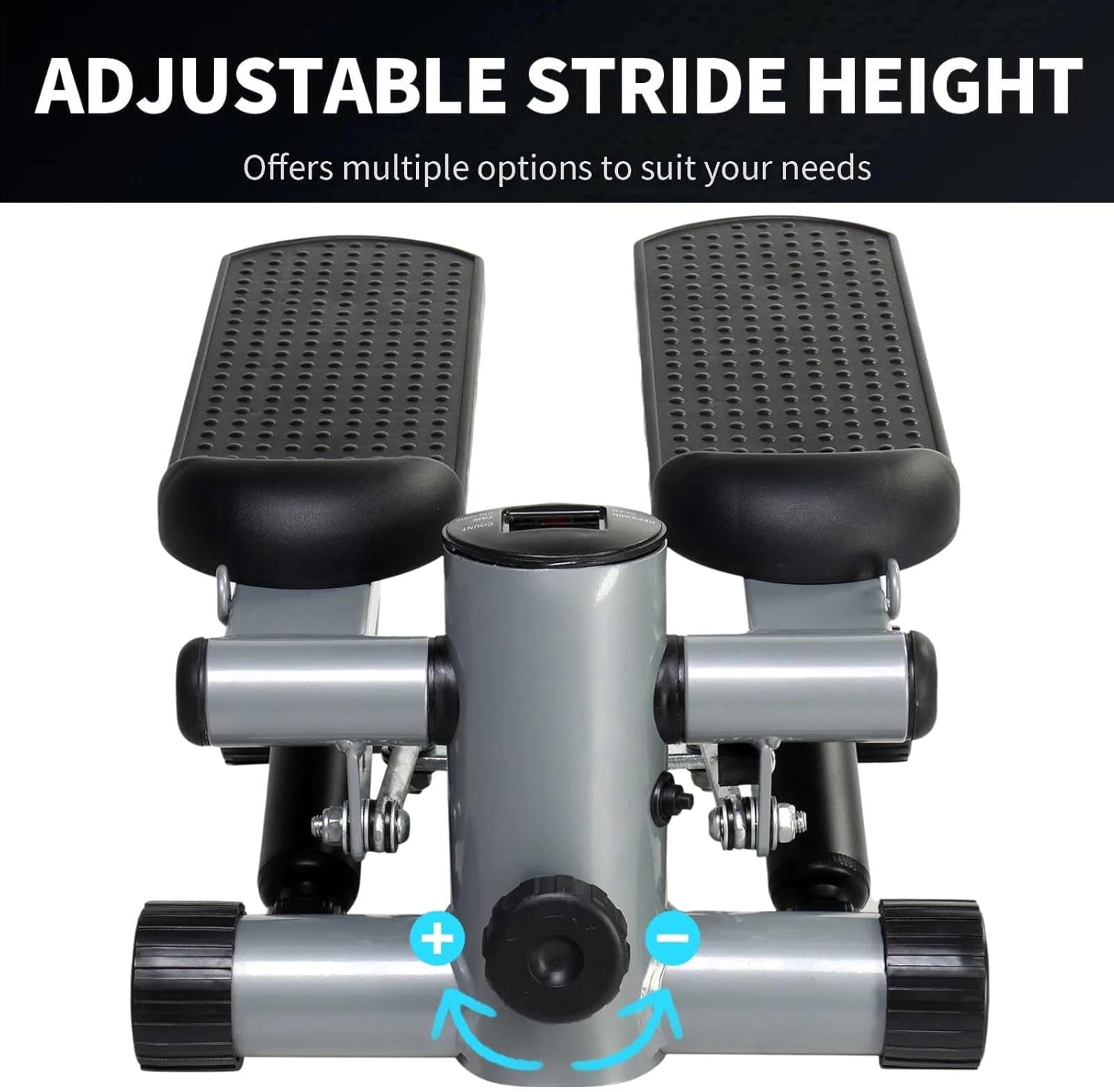 Sparta Mini Stepper Exercise Machine – Compact Fitness Stepper with LCD Display & Resistance Bands, Anti-Slip Foot Pedals, Portable Cardio Stepper for Home Workouts for Full-Body Conditioning