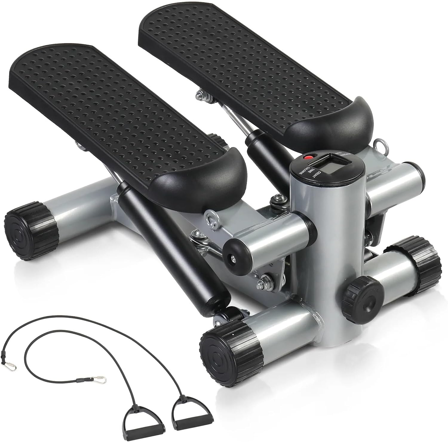 Sparta Mini Stepper Exercise Machine – Compact Fitness Stepper with LCD Display & Resistance Bands, Anti-Slip Foot Pedals, Portable Cardio Stepper for Home Workouts for Full-Body Conditioning