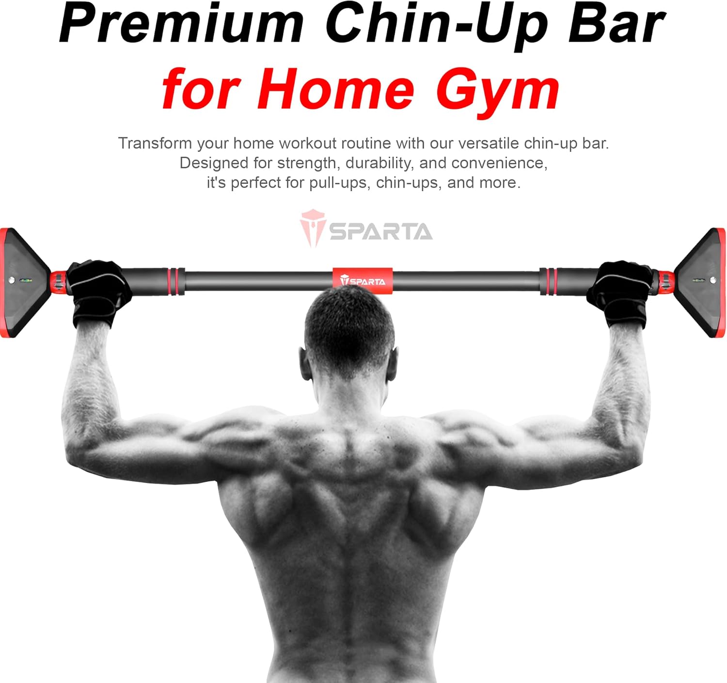 Sparta Adjustable Doorway Pull-Up Bar (71-94cm), Strong Grip & Secure Locking System, Non-Slip Chin-Up Bar for Full-Body Workouts, No-Screw Easy Installation for Home Gym