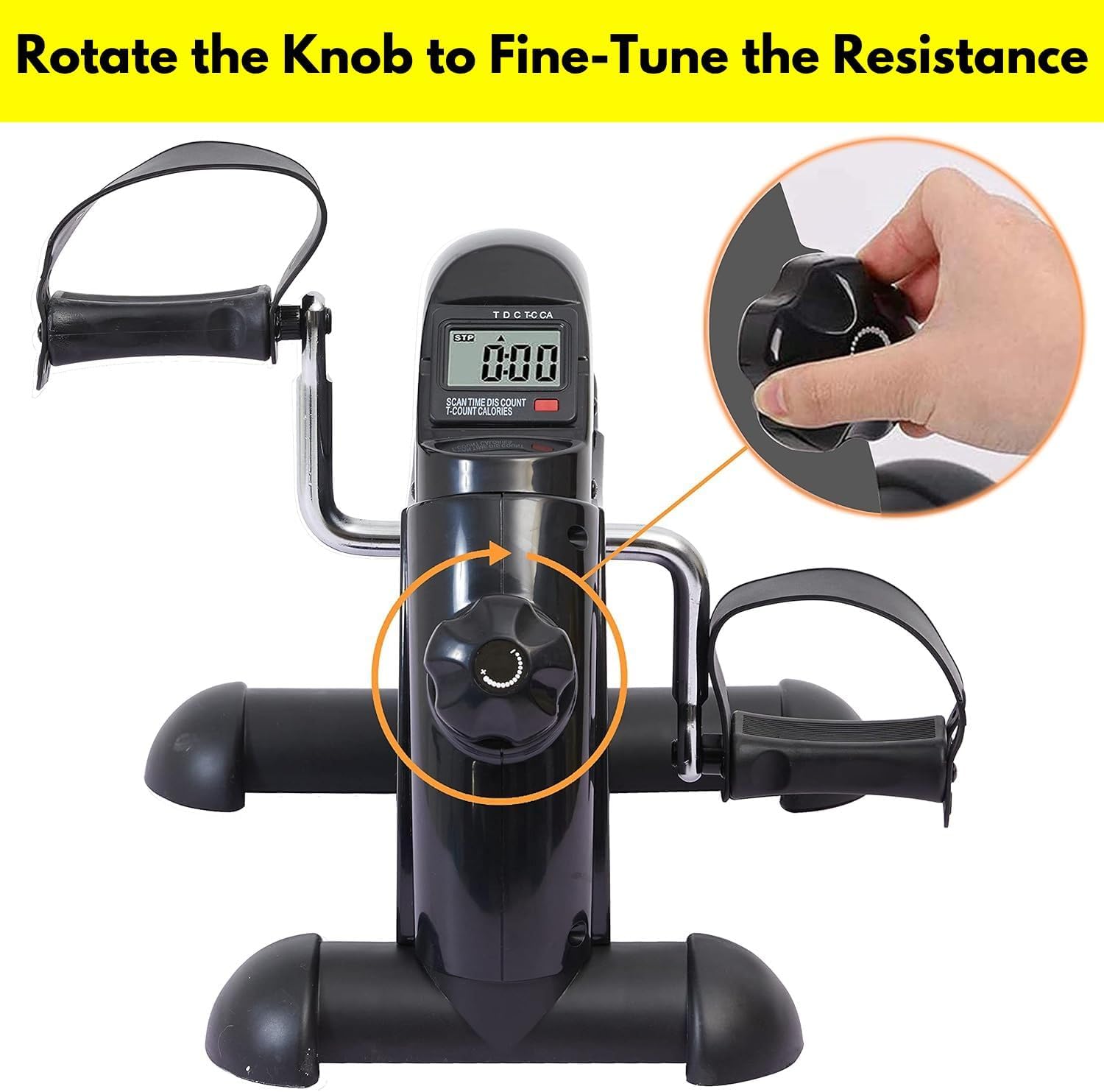 Mini Exercise Bike – Under Desk Pedal Exerciser with LCD Display & Adjustable Resistance, Quiet & Portable Leg & Arm Workout fitness Machine
