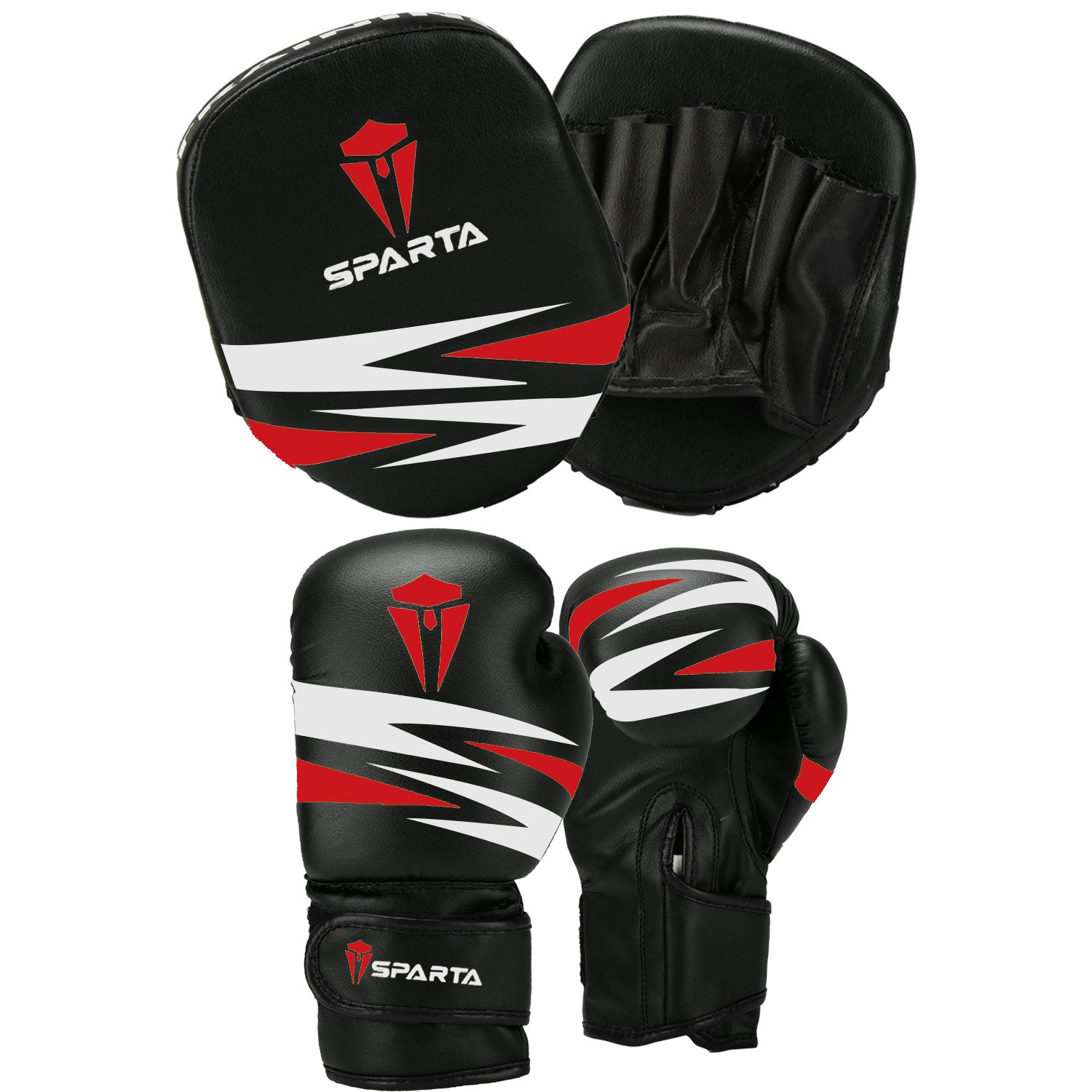 Spartawarrior Kids Boxing Gloves and Pads Set - Hook and Jab Mitt for Fitness Training