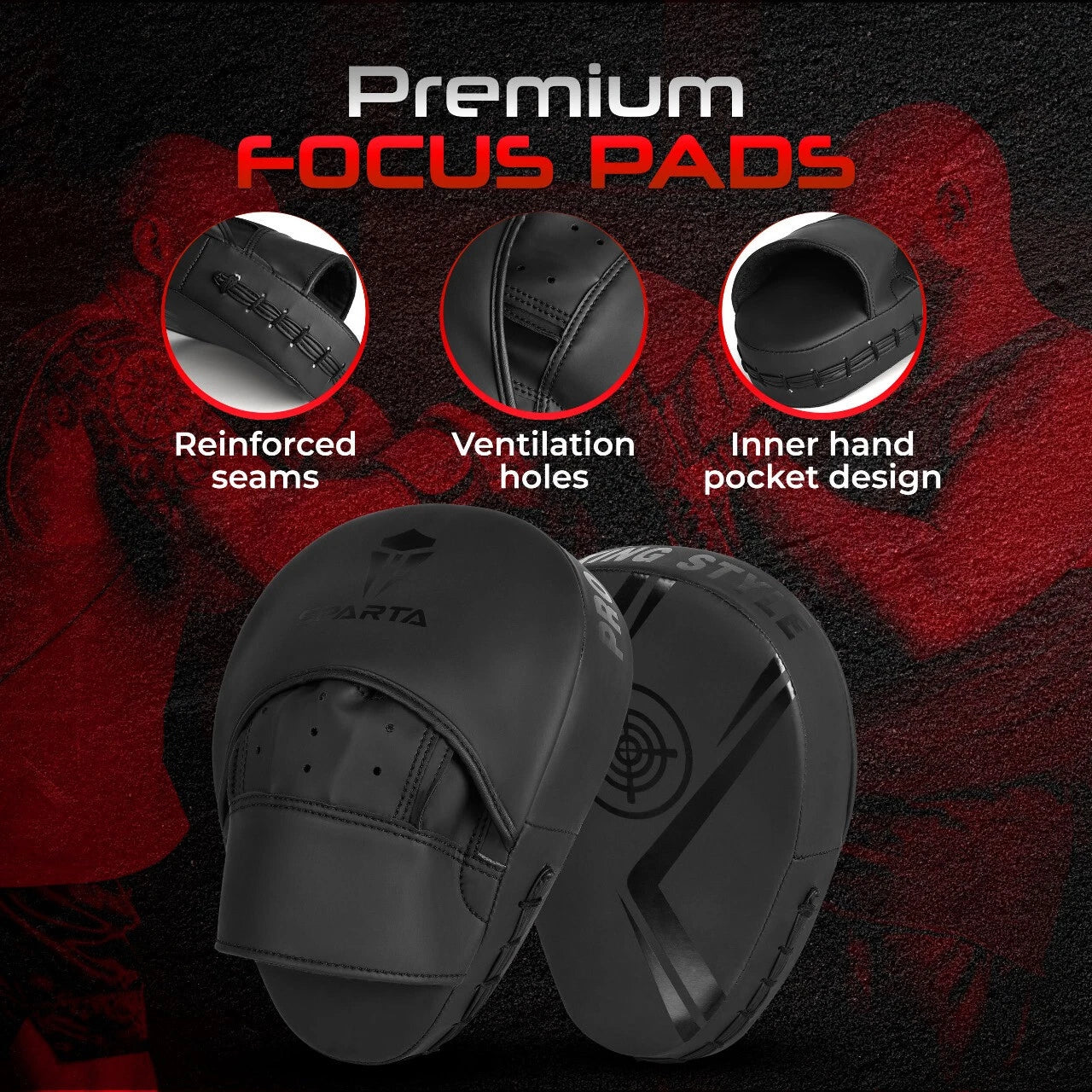 Focus pads Boxing Mitts Curved Hook and Jab Target Hand Pads - Great for MMA, Kickboxing, Martial Arts, Muay Thai, Karate Training - Padded Punching, Coaching Strike Shield