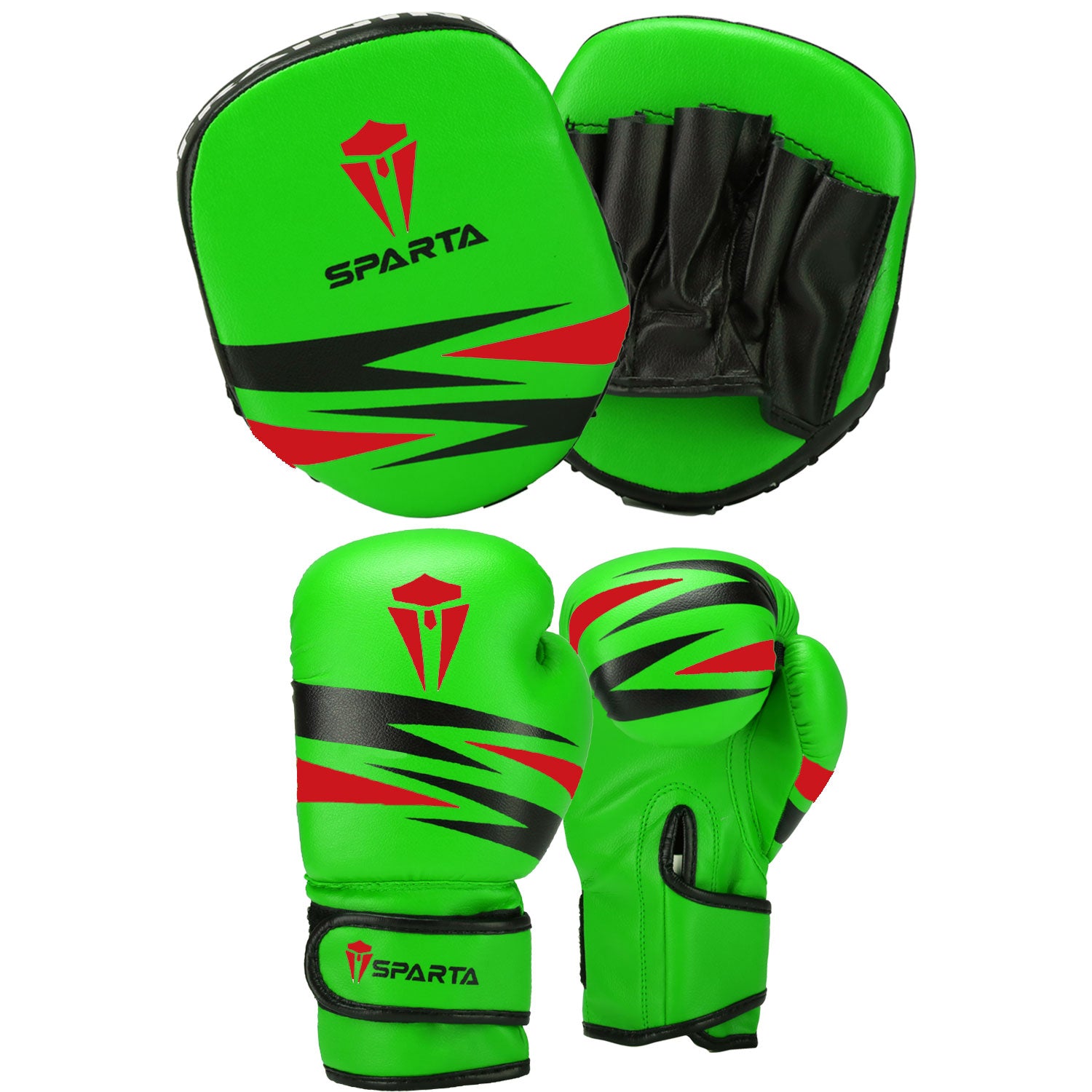 Spartawarrior Kids Boxing Gloves and Pads Set - Hook and Jab Mitt for Fitness Training