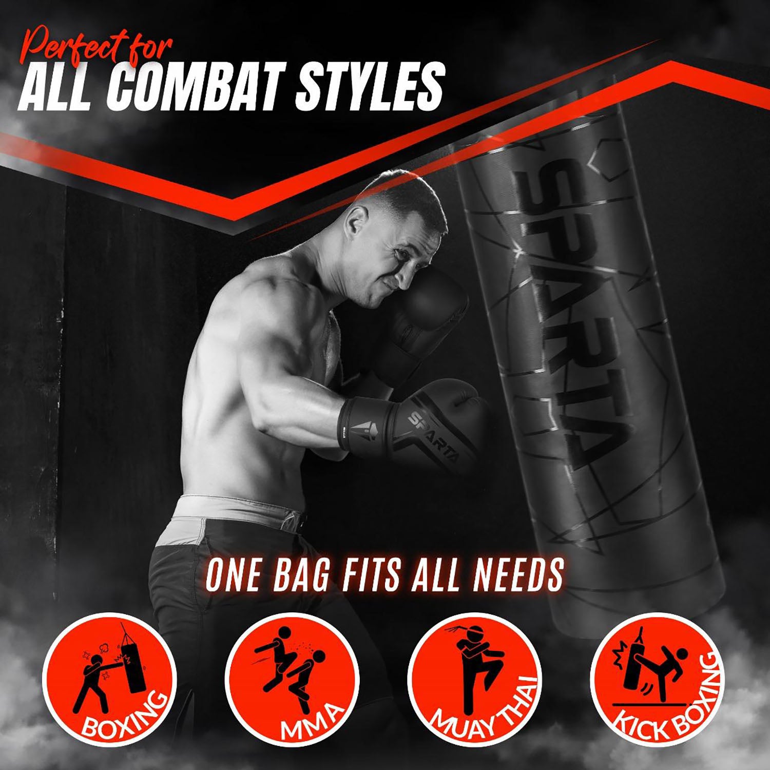 Punch Bag Boxing Bag Training, Filled 5ft 4ft 3ft Heavy Duty set, Wall Bracket Punching Gloves Steel Chain, Kickboxing MMA Grappling Muay Thai Karate BJJ, Adult Home Gym Fitness