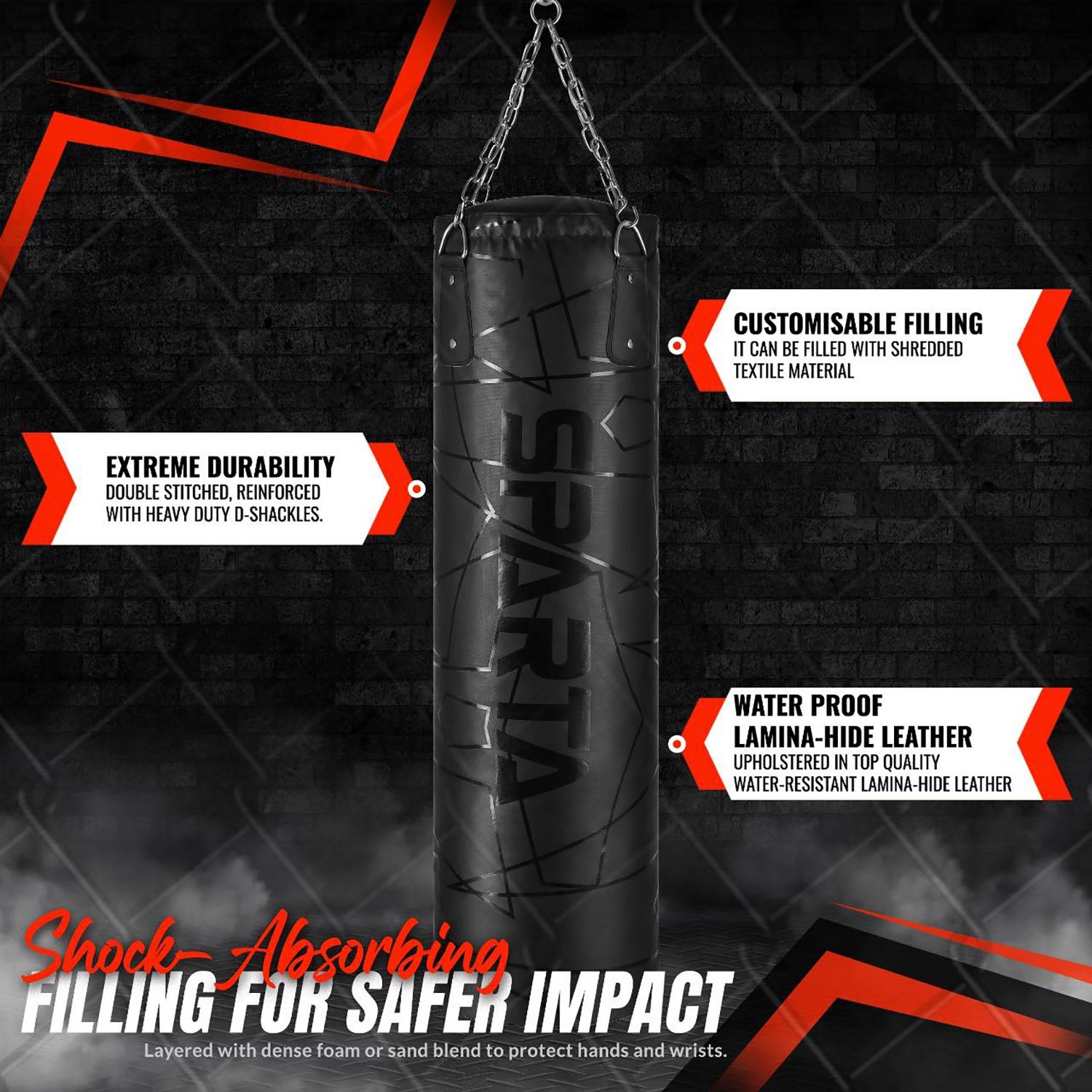 Punch Bag Boxing Bag Training, Filled 5ft 4ft 3ft Heavy Duty set, Wall Bracket Punching Gloves Steel Chain, Kickboxing MMA Grappling Muay Thai Karate BJJ, Adult Home Gym Fitness