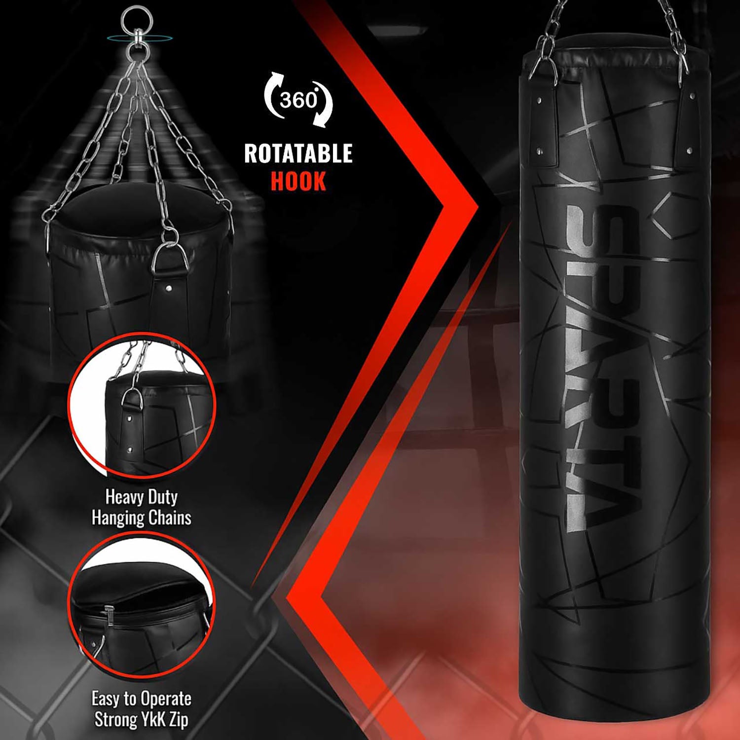 Punch Bag Boxing Bag Training, Filled 5ft 4ft 3ft Heavy Duty set, Wall Bracket Punching Gloves Steel Chain, Kickboxing MMA Grappling Muay Thai Karate BJJ, Adult Home Gym Fitness