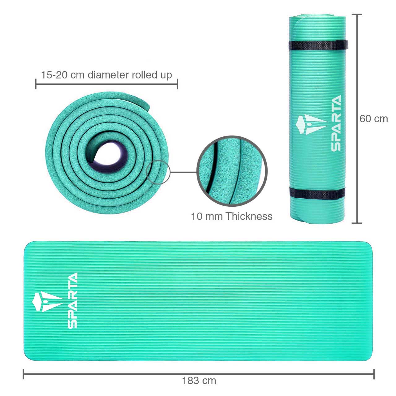 NBR Yoga Mat Exercise Fitness foam Extra Thick Non-Slip Large Padded High Density for Pilates gymnastics stretching Workout with Free Carry Strap.