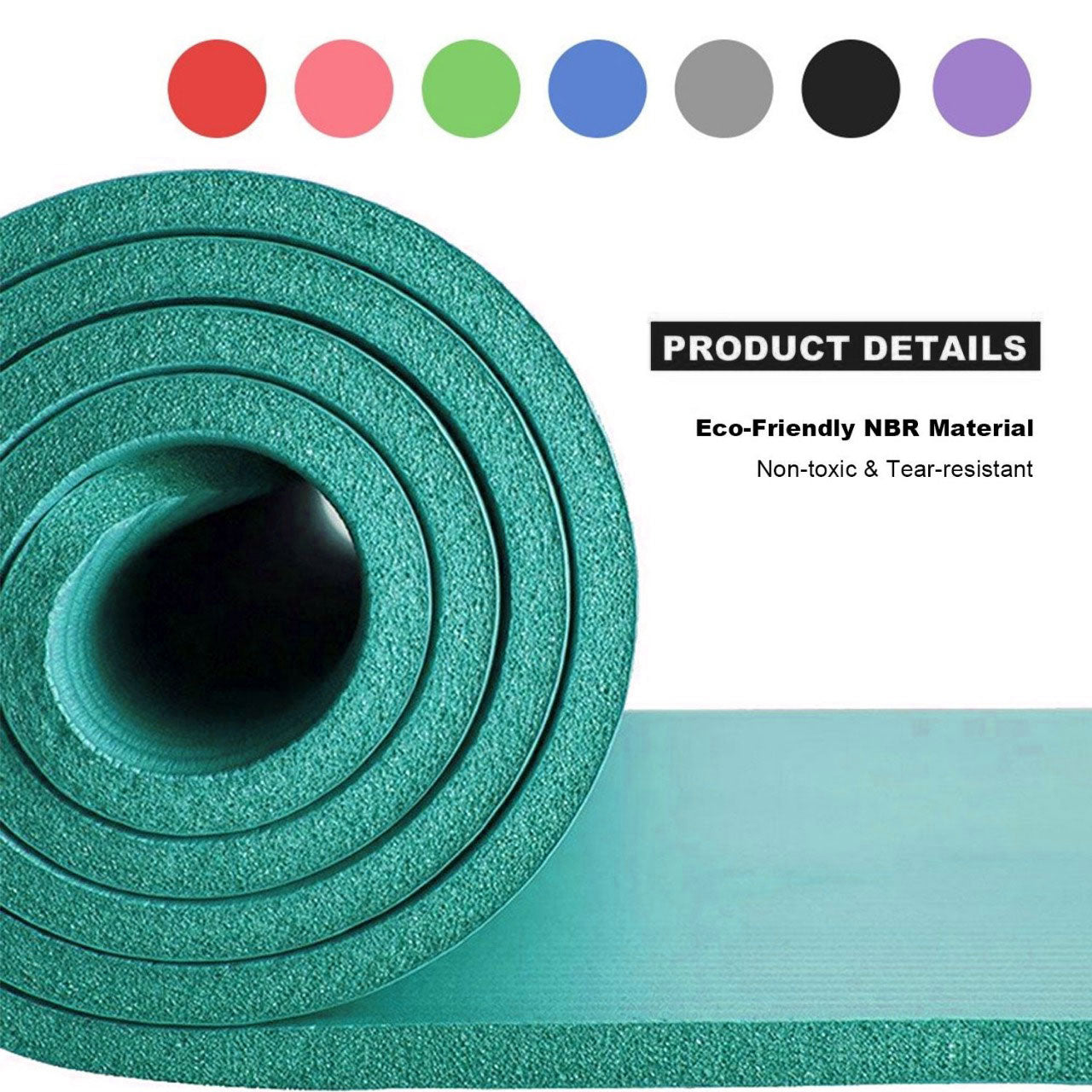 NBR Yoga Mat Exercise Fitness foam Extra Thick Non-Slip Large Padded High Density for Pilates gymnastics stretching Workout with Free Carry Strap.