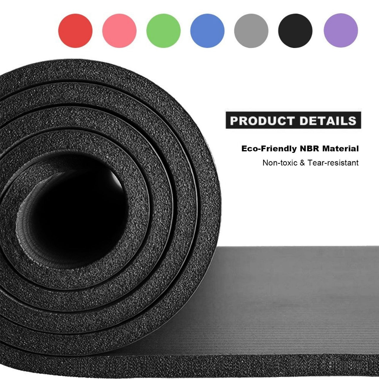 NBR Yoga Mat Exercise Fitness foam Extra Thick Non-Slip Large Padded High Density for Pilates gymnastics stretching Workout with Free Carry Strap.