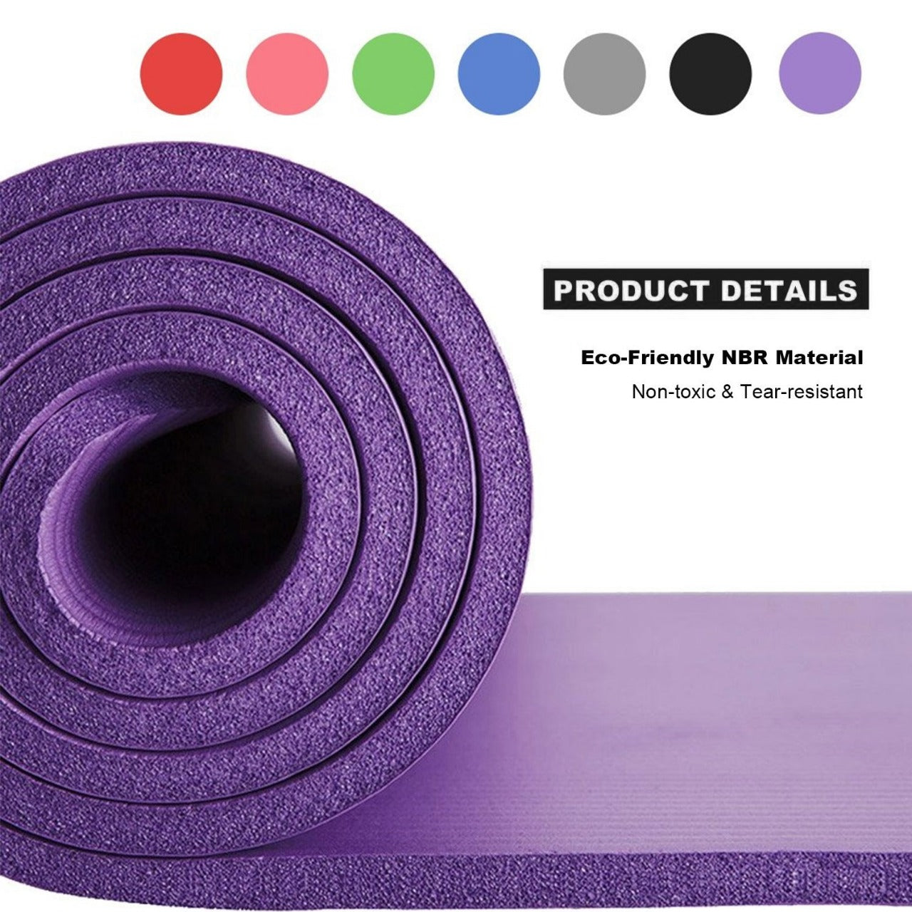 NBR Yoga Mat Exercise Fitness foam Extra Thick Non-Slip Large Padded High Density for Pilates gymnastics stretching Workout with Free Carry Strap.