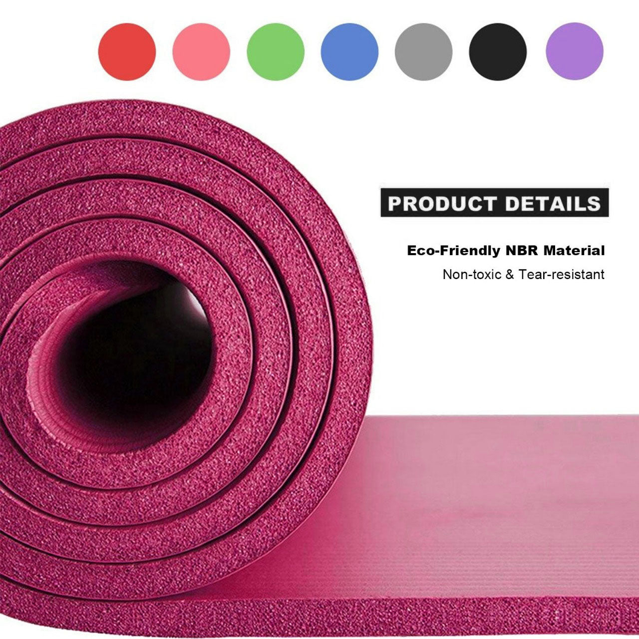 NBR Yoga Mat Exercise Fitness foam Extra Thick Non-Slip Large Padded High Density for Pilates gymnastics stretching Workout with Free Carry Strap.