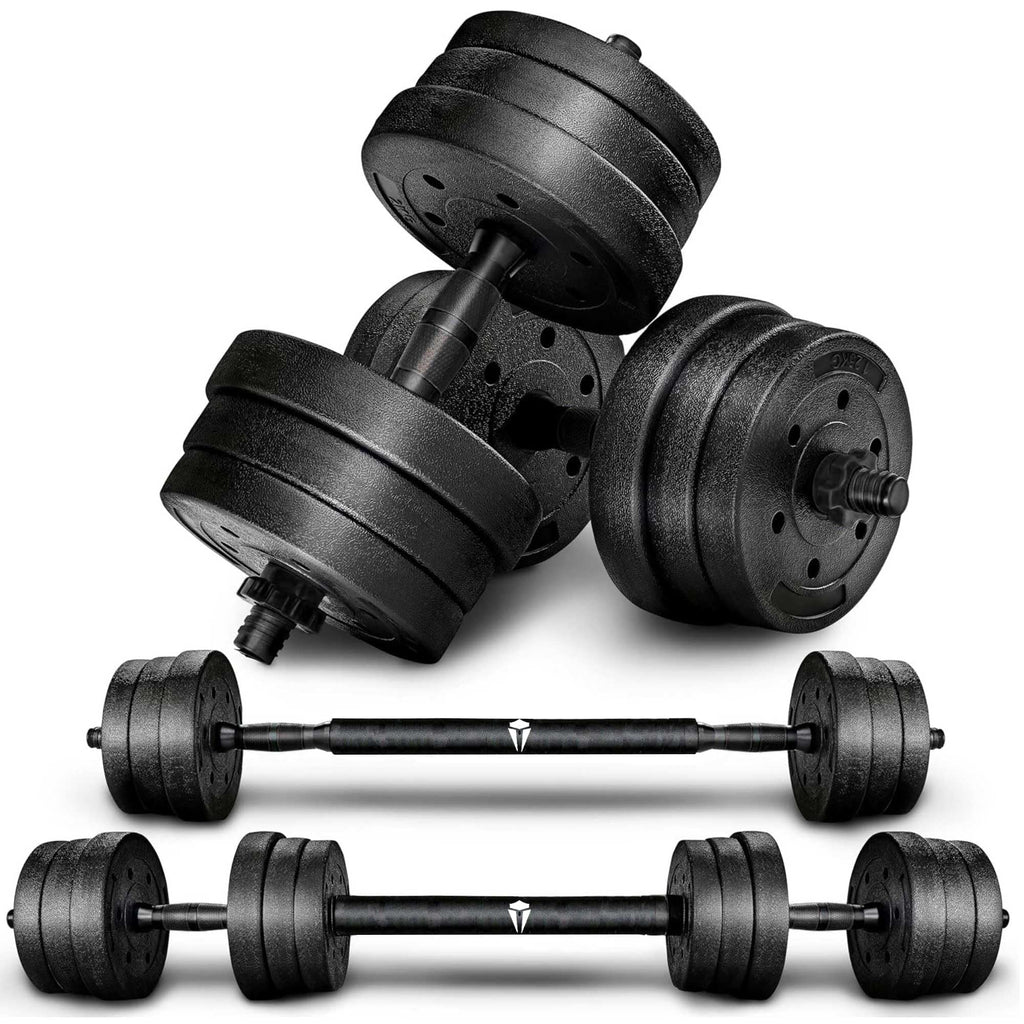 Adjustable weights set for men and women10kg, 20kg, 30kg. 2-in-1 dumbbells and barbell for strength training, weight lifting, bodybuilding, and effective full-body home workouts. (10, Kilograms)
