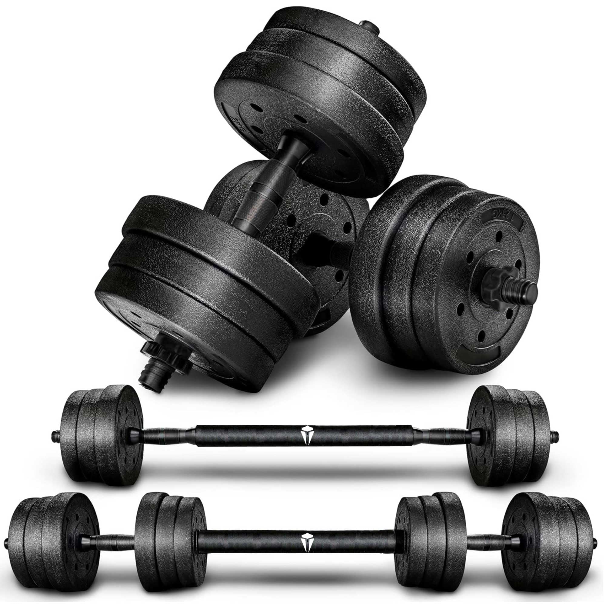 Adjustable weights set for men and women10kg, 20kg, 30kg. 2-in-1 dumbbells and barbell for strength training, weight lifting, bodybuilding, and effective full-body home workouts. (10, Kilograms)