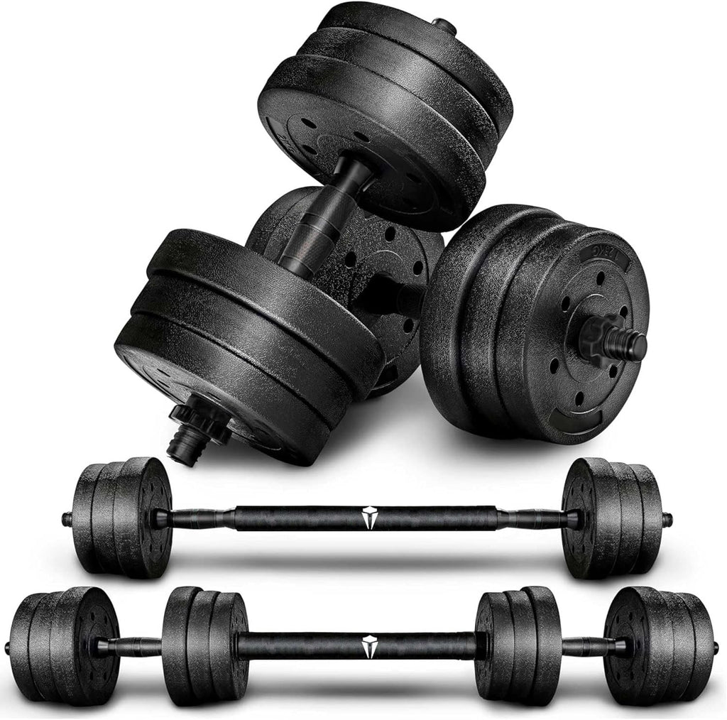 Adjustable Weights Dumbbells Set for Men & Women, 2 in 1 Barbell hand Weights set ideal for Weight Lifting, Body building, Strength Training, Home Gym Fitness Workout 20kg,30kg gym weights