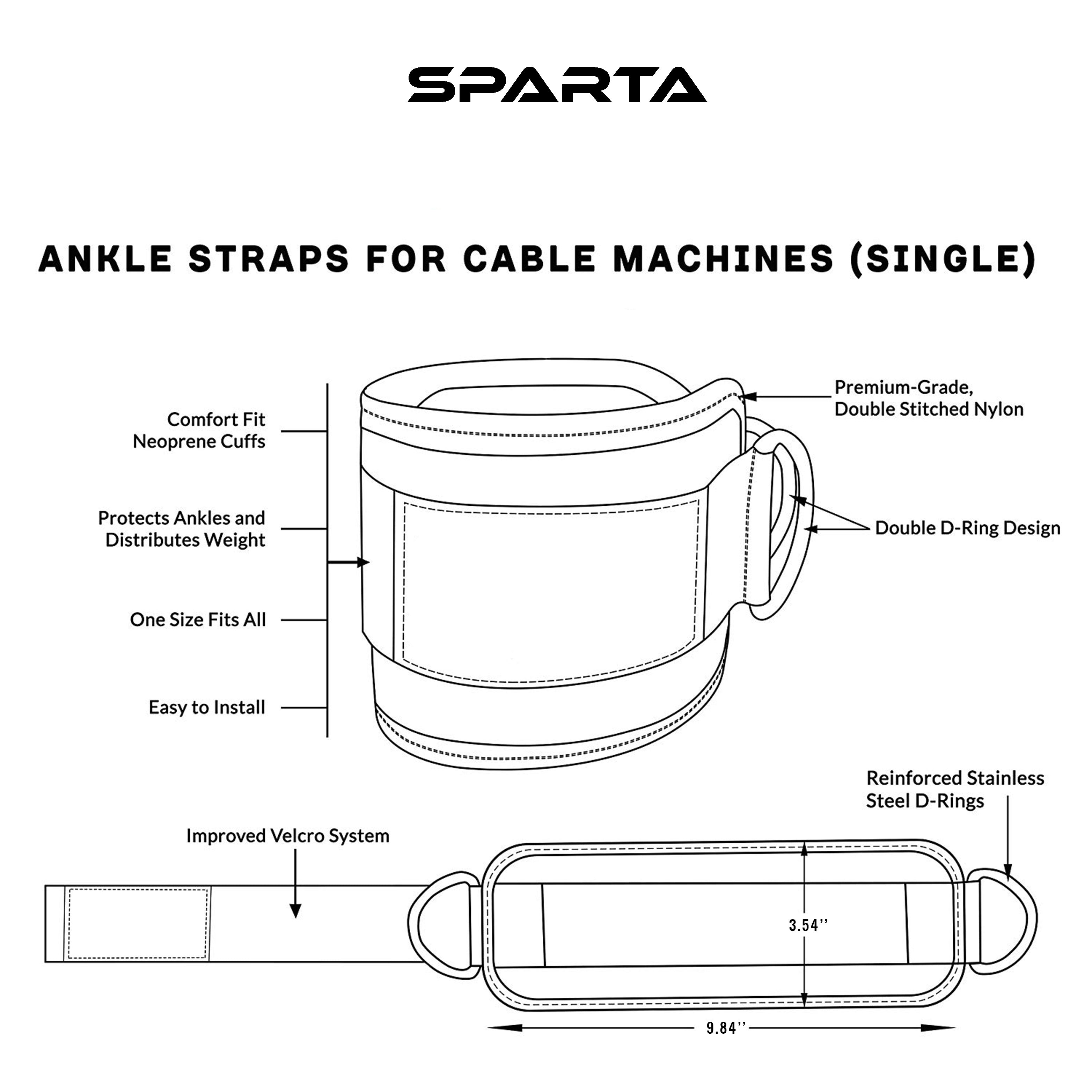 Ankle Straps for Cable Machines- Ankle Cuff For Leg Workout Cable Pulley Equipment Machine- Cable Straps For Men And Women adjustable with velro strap