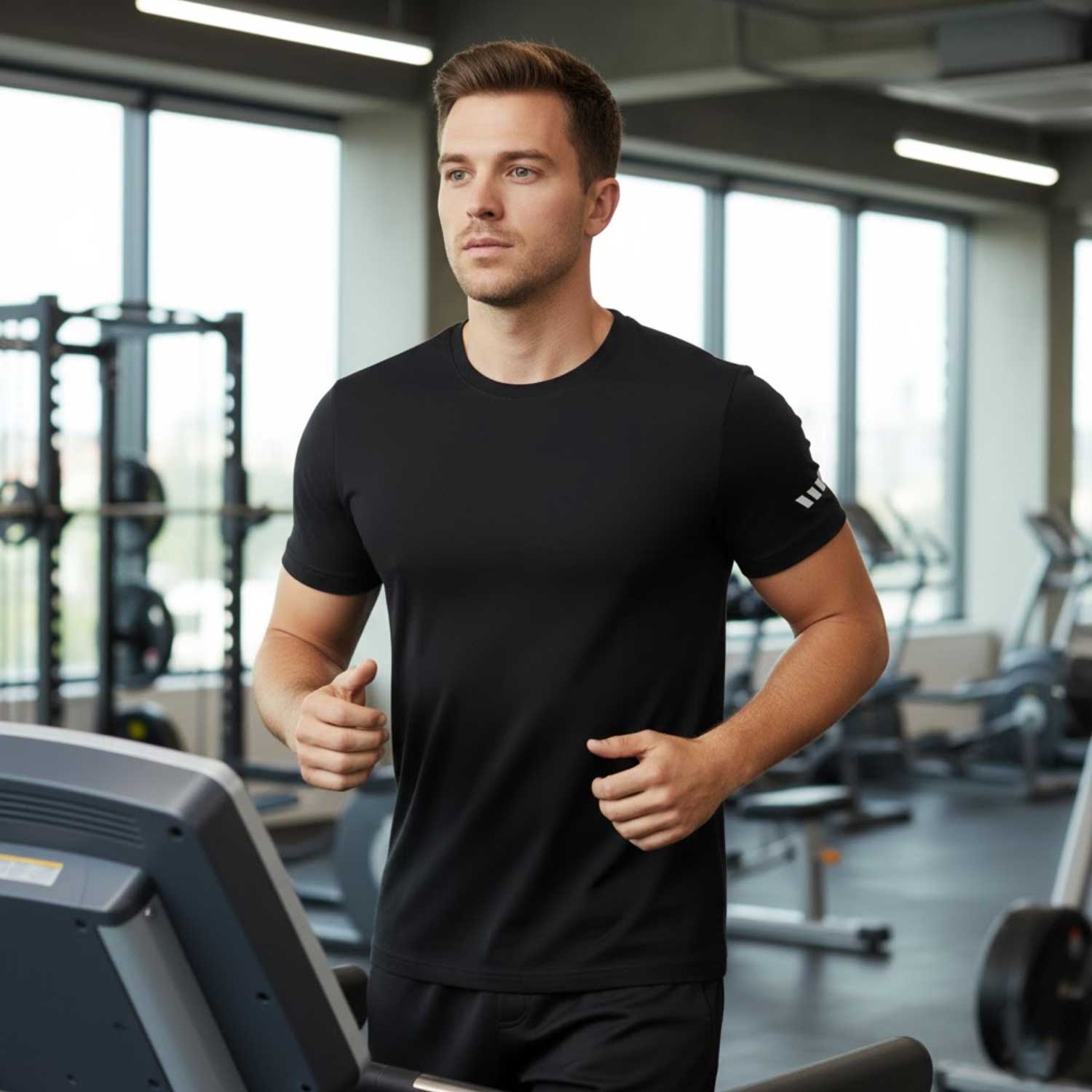 Men’s 3-Pack Gym T-Shirts – Quick Dry Workout Tops, Moisture-Wicking Training,Breathable Fitness Running Shirts for Gym, Sports & Everyday Wear (Blue, Black, Grey)