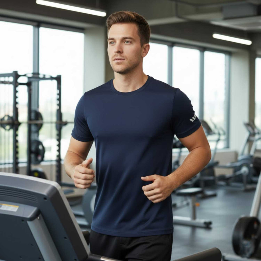 Men’s 3-Pack Gym T-Shirts – Quick Dry Workout Tops, Moisture-Wicking Training,Breathable Fitness Running Shirts for Gym, Sports & Everyday Wear (Blue, Black, Grey)