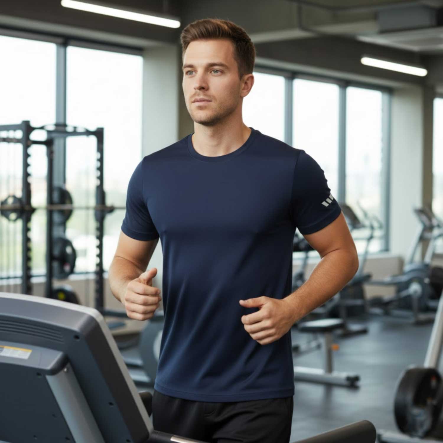 Men’s 3-Pack Gym T-Shirts – Quick Dry Workout Tops, Moisture-Wicking Training,Breathable Fitness Running Shirts for Gym, Sports & Everyday Wear (Blue, Black, Grey)