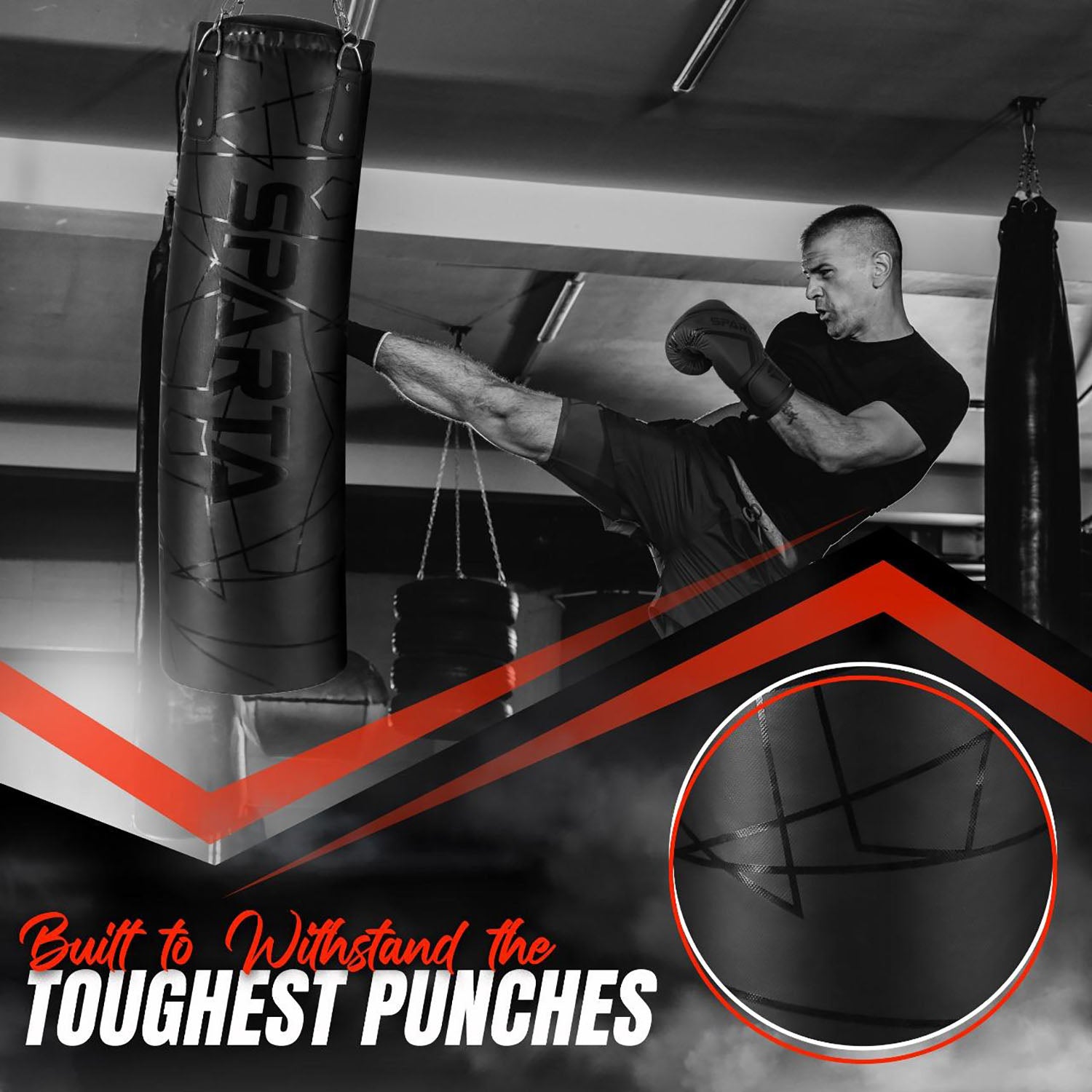 Punch Bag Boxing Bag Training, Filled 5ft 4ft 3ft Heavy Duty set, Wall Bracket Punching Gloves Steel Chain, Kickboxing MMA Grappling Muay Thai Karate BJJ, Adult Home Gym Fitness