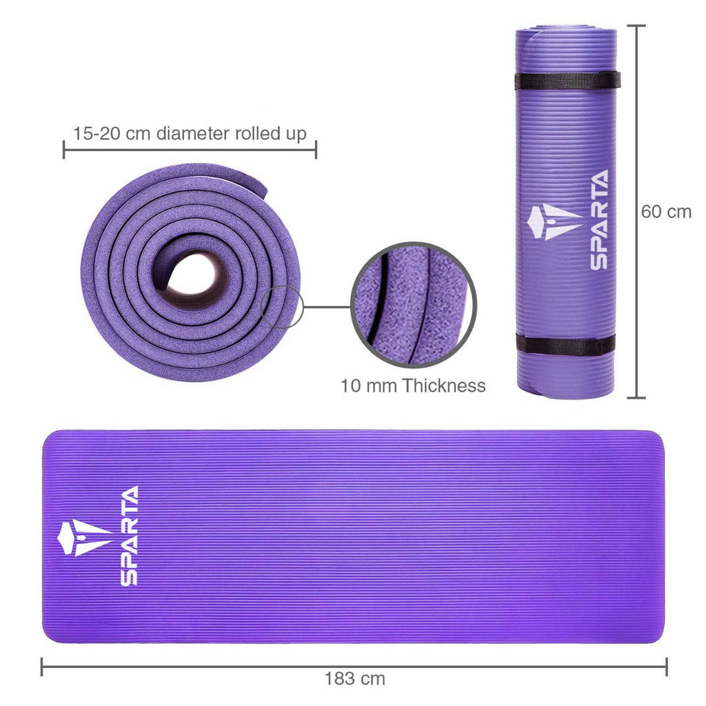 NBR Yoga Mat Exercise Fitness foam Extra Thick Non-Slip Large Padded High Density for Pilates gymnastics stretching Workout with Free Carry Strap.