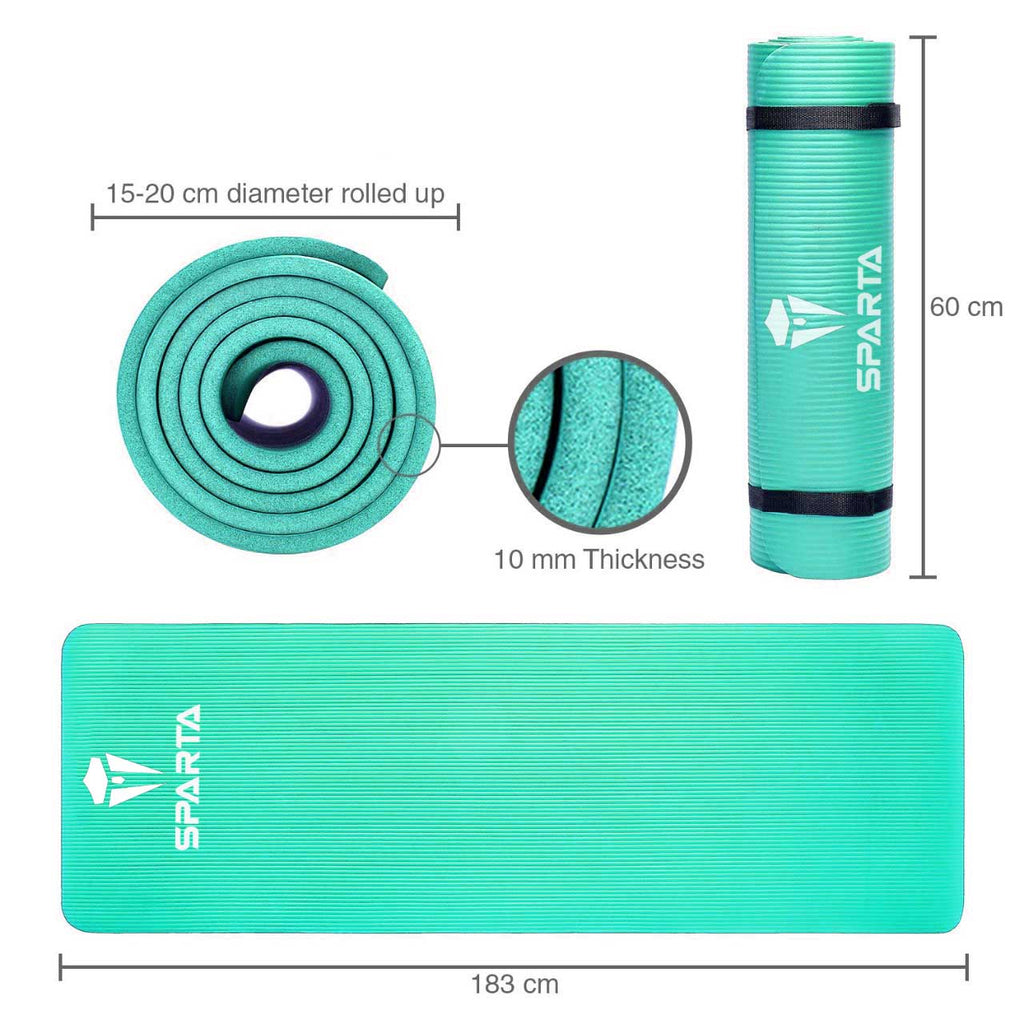 NBR Yoga Mat Exercise Fitness foam Extra Thick Non-Slip Large Padded High Density for Pilates gymnastics stretching Workout with Free Carry Strap.