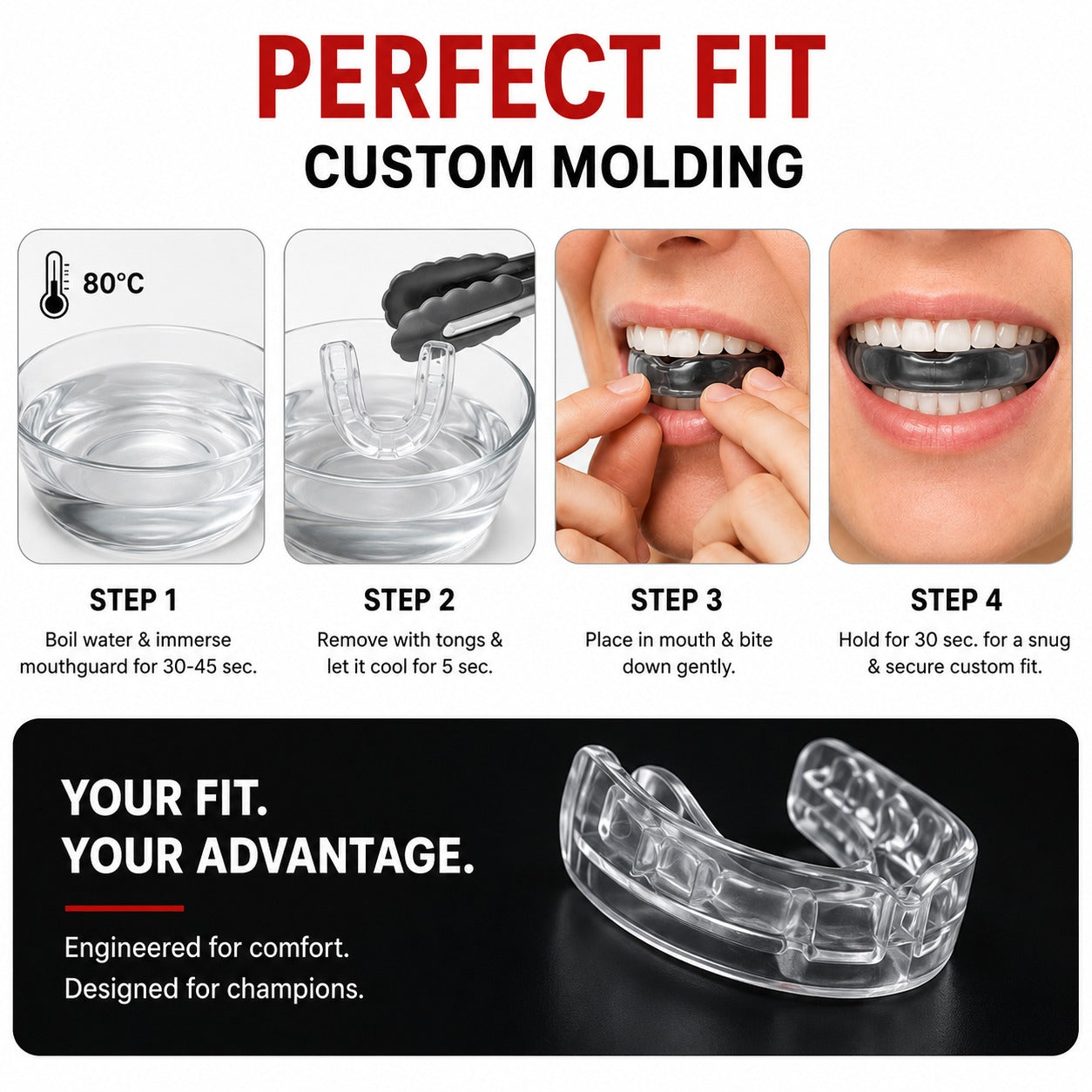 Gumshield Mouthguard for Boxing, MMA, Muay Thai, Rugby, Football – Adults & Kids Boil & Bite Gum Shield with Case – Shock-Absorbing Mouth Guard for Training & Sparring