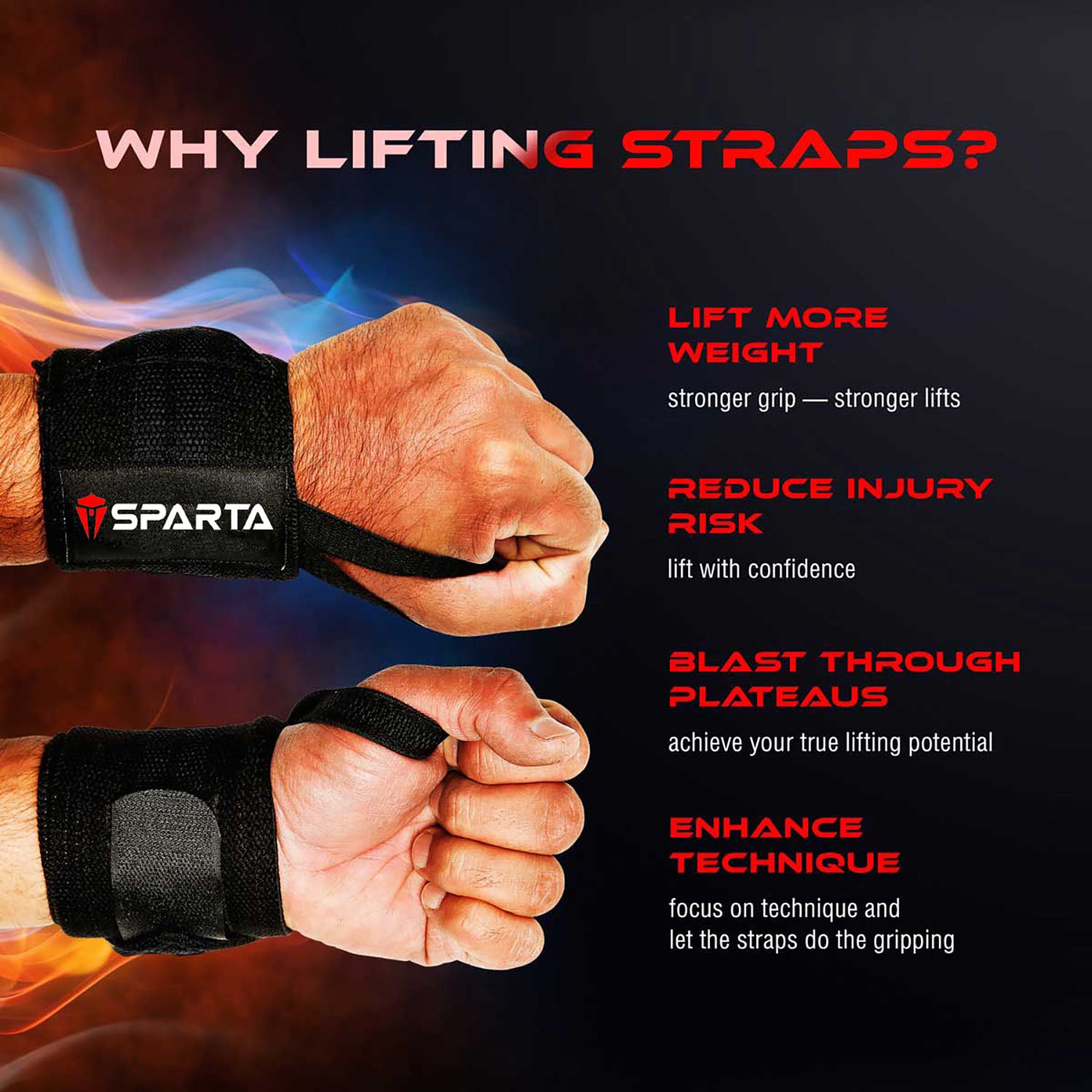 Weight Lifting Wrist Wraps Supports Gym Training Fist Straps Sold as Pair & One Size Fits All