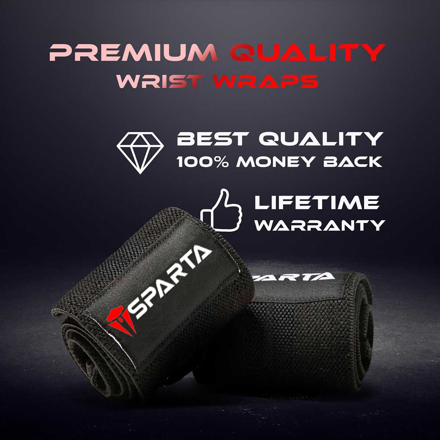 Weight Lifting Wrist Wraps Supports Gym Training Fist Straps Sold as Pair & One Size Fits All