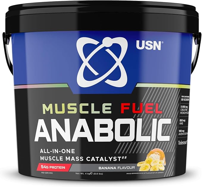USN Anabolic Muscle Fuel 4kg Mass Gainer Protein Powder – High Calorie Weight Gain Shake for Muscle Growth & Recovery