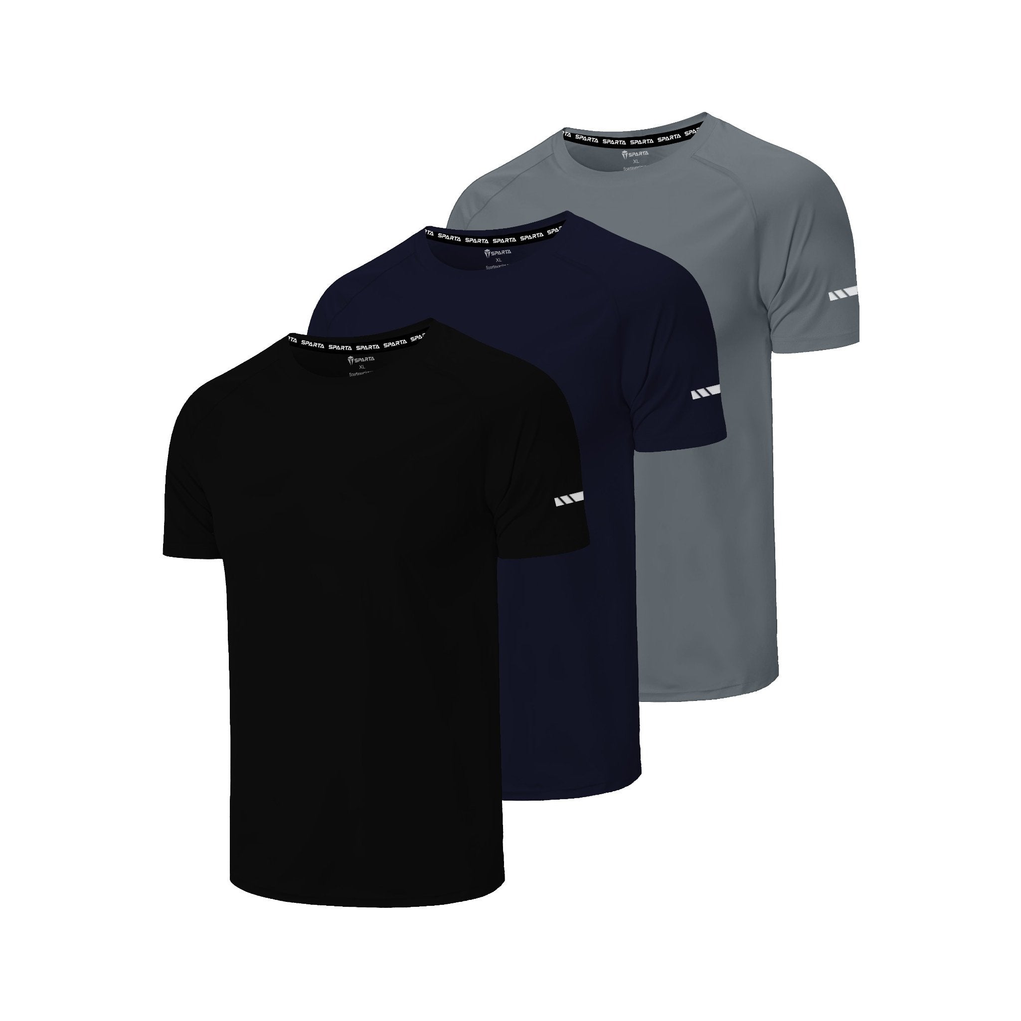 Men’s 3-Pack Gym T-Shirts – Quick Dry Workout Tops, Moisture-Wicking Training,Breathable Fitness Running Shirts for Gym, Sports & Everyday Wear (Blue, Black, Grey)
