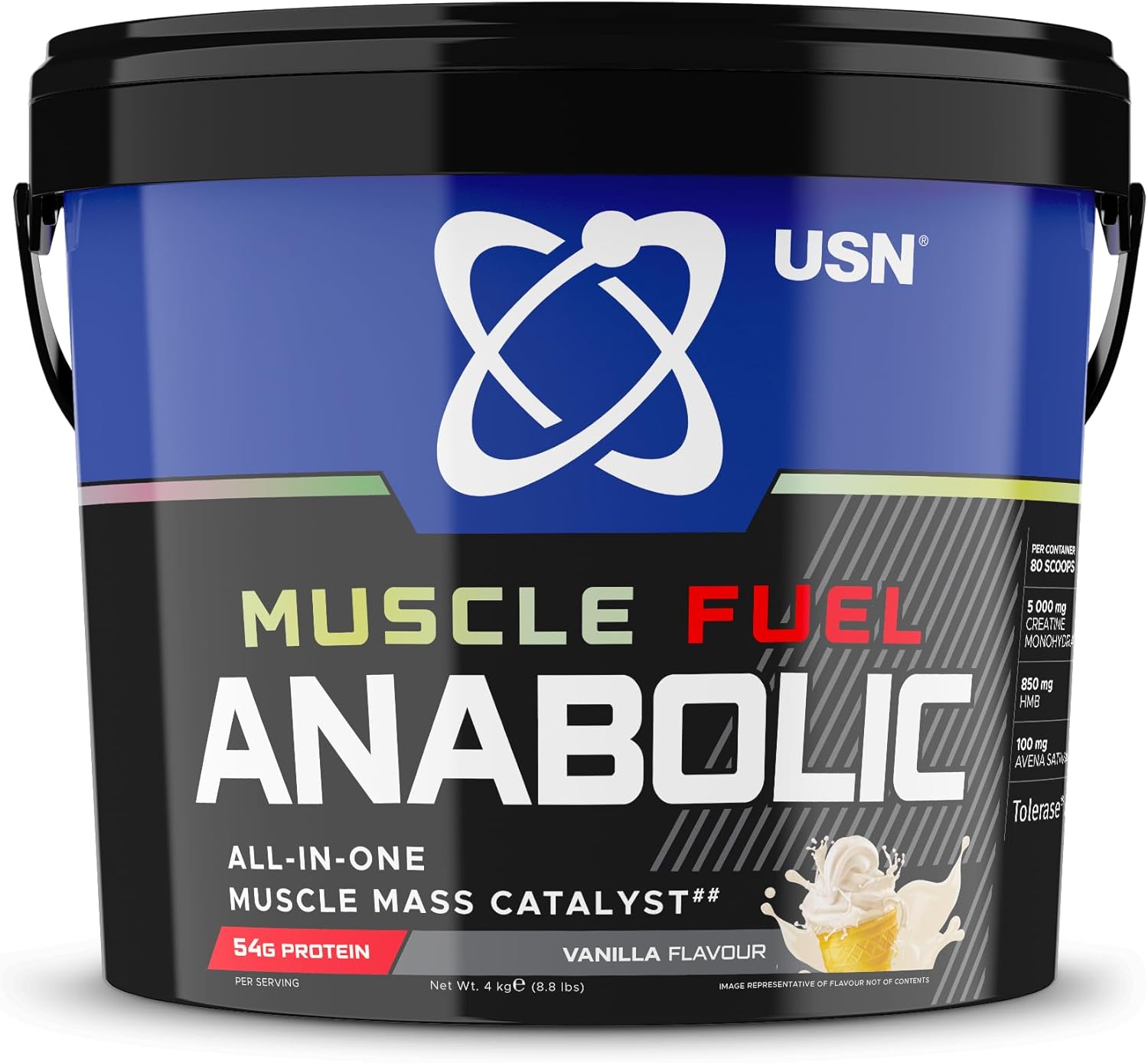 USN Anabolic Muscle Fuel 4kg Mass Gainer Protein Powder – High Calorie Weight Gain Shake for Muscle Growth & Recovery