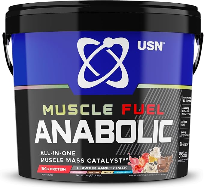 USN Anabolic Muscle Fuel 4kg Mass Gainer Protein Powder – High Calorie Weight Gain Shake for Muscle Growth & Recovery